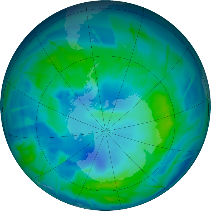 Antarctic ozone map for 19 April 2011